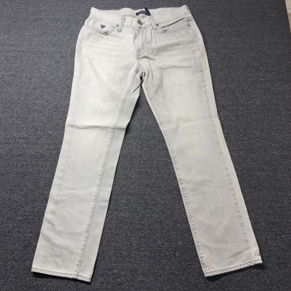 Guess Brit Rocker Slim Tapered Jeans Mens 34x32 Light Grey Wash Denim
